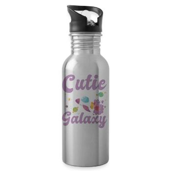 Cutie of Galaxy! Cute Girl, Kids, Baby Girl - Water bottle with straw - silver - Right