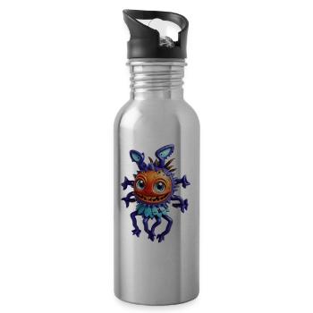 Lila Alien-Fliege - Trinkflasche mit integriertem Trinkhalm - Lightsilver - Rechts