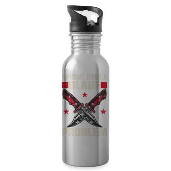 Messerliebhaber Geschenkideen | Messersammler - Trinkflasche mit integriertem Trinkhalm - Lightsilver - Rechts