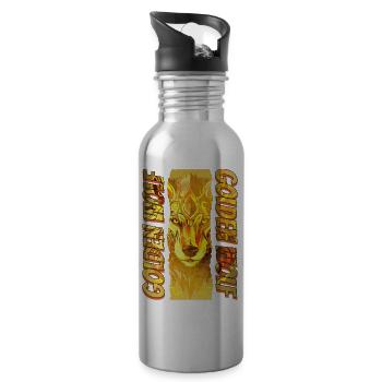 Wolf Wolfskopf Gold Mystisch Natur Wildnis Kunst - Trinkflasche mit integriertem Trinkhalm - Lightsilver - Rechts