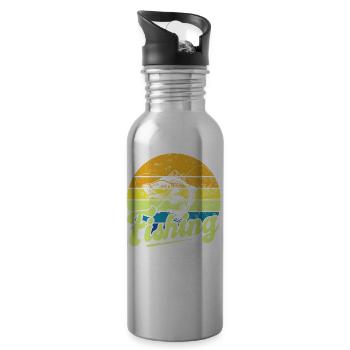 Angel, Angler, Fischer Fischen und Hecht Angeln - Trinkflasche mit integriertem Trinkhalm - Lightsilver - Rechts