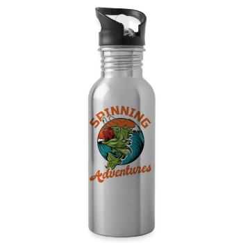 Fishing, Angler, Fisherman Fishing and Pike Fishing - Water bottle with straw - silver - Right