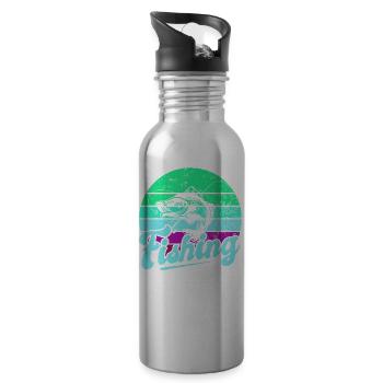 Fishing, Angler, Fisherman Fishing and Pike Fishing - Water bottle with straw - silver - Right