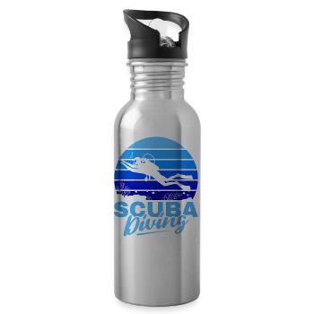 Scuba Diving, Scuba Diving, Holiday Sea Diver - Water bottle with straw - silver - Right