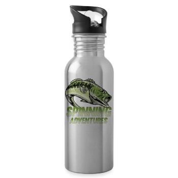 Angel, Angler, Fischer Fischen und Hecht Angeln - Trinkflasche mit integriertem Trinkhalm - Lightsilver - Rechts