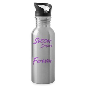 Frauenfußball, Fußball Frauen Soccer Damenfußball - Trinkflasche mit integriertem Trinkhalm - Lightsilver - Rechts