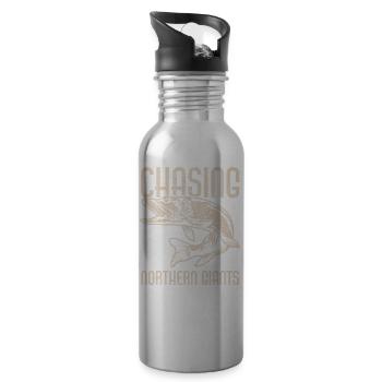 Fishing, Angler, Fisherman Fishing and Pike Fishing - Water bottle with straw - silver - Right