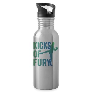 Kickboxer Martial Arts Kickboxing Kickboxen - Trinkflasche mit integriertem Trinkhalm - Lightsilver - Rechts