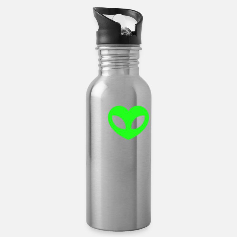 Alien, UFO, UAP, Space, Weltraum Flugobjekt - Trinkflasche mit integriertem Trinkhalm - Lightsilver