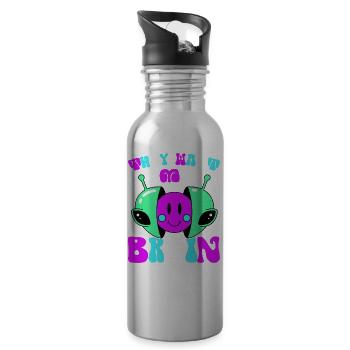 Alien, UFO, UAP, Space, Weltraum Flugobjekt - Trinkflasche mit integriertem Trinkhalm - Lightsilver - Rechts
