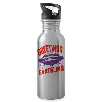 Alien, UFO, UAP, Space, Weltraum Flugobjekt - Trinkflasche mit integriertem Trinkhalm - Lightsilver - Rechts