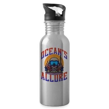 Scuba Diving, Scuba Diving, Holiday Sea Diver - Water bottle with straw - silver - Right