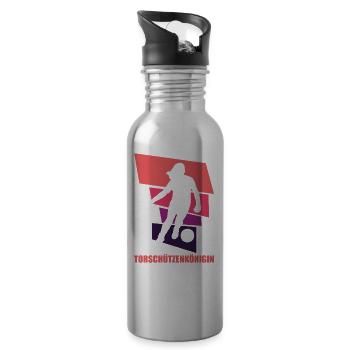 Frauenfußball, Fußball Frauen Soccer Damenfußball - Trinkflasche mit integriertem Trinkhalm - Lightsilver - Rechts