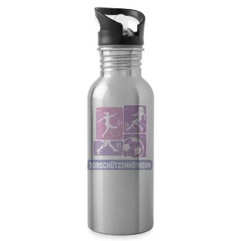 Frauenfußball, Fußball Frauen Soccer Damenfußball - Trinkflasche mit integriertem Trinkhalm - Lightsilver - Rechts
