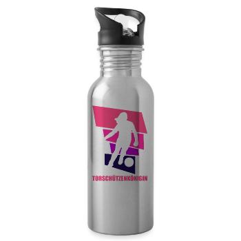 Frauenfußball, Fußball Frauen Soccer Damenfußball - Trinkflasche mit integriertem Trinkhalm - Lightsilver - Rechts