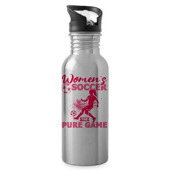 Soccer féminin, Football féminin, Football féminin - Gourde avec paille intégrée - argent clair - Droite