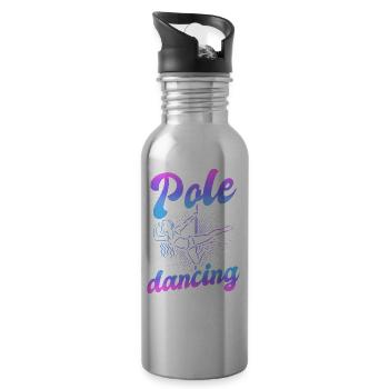 Pole Dance Dancer, Pole Dance, Pole Dancing - Water bottle with straw - silver - Right