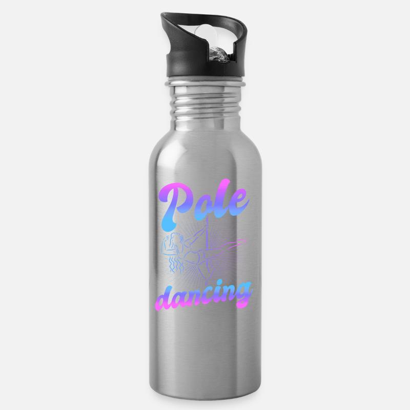 Pole Dance Tänzerin, Stangentanz, Pole Dancing - Trinkflasche mit integriertem Trinkhalm - Lightsilver