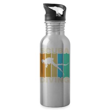 Scuba Diving, Scuba Diving, Holiday Sea Diver - Water bottle with straw - silver - Right