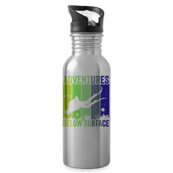 Plongée sous-marine, Plongée sous-marine, Vacances en mer - Gourde avec paille intégrée - argent clair - Droite