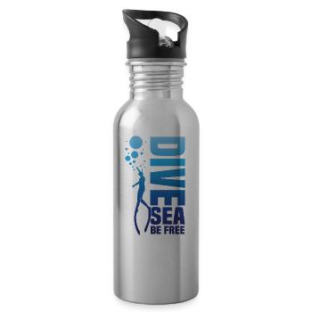 Tauchen, Apnoetauchen, Apnoe No Limit Freediving - Trinkflasche mit integriertem Trinkhalm - Lightsilver - Rechts