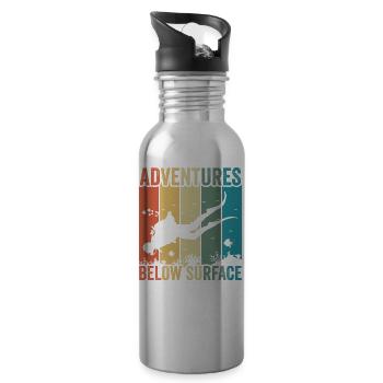 Plongée sous-marine, Plongée sous-marine, Vacances en mer - Gourde avec paille intégrée - argent clair - Droite