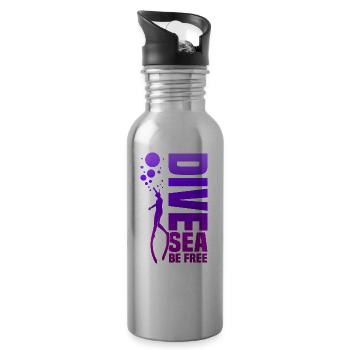 Diving, Apnea Diving, Apnea No Limit Freediving - Water bottle with straw - silver - Right