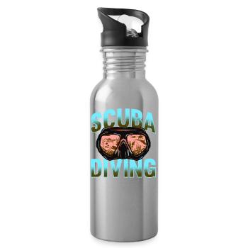 Tauchen, Gerätetauchen, Urlaub Meer Taucher - Trinkflasche mit integriertem Trinkhalm - Lightsilver - Rechts