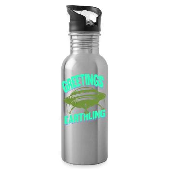 Alien, UFO, UAP, Space, Weltraum Flugobjekt - Trinkflasche mit integriertem Trinkhalm - Lightsilver - Rechts