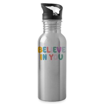 Soyez vous-même ! Confiance en soi, pensée positive, motivation - Gourde avec paille intégrée - argent clair - Droite