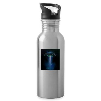 Alien, OVNI, UAP, Espace, Objet volant de l’espace - Gourde avec paille intégrée - argent clair - Droite