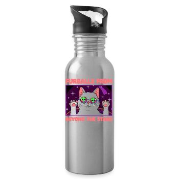 Cat Alien, UFO, UAP, Space, Space Flying Object - Water bottle with straw - silver - Right