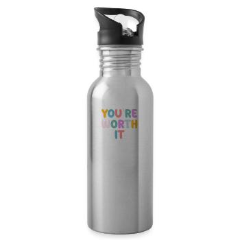 Be you! Self-confidence, positive thinking, motivation - Water bottle with straw - silver - Right
