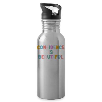 Be you! Selbstvertrauen, positiv Denken Motivation - Trinkflasche mit integriertem Trinkhalm - Lightsilver - Rechts