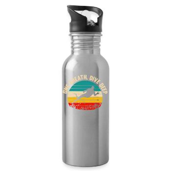 Diving, Apnea Diving, Apnea No Limit Freediving - Water bottle with straw - silver - Right