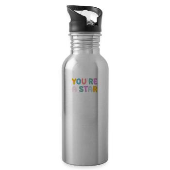 Soyez vous-même ! Confiance en soi, pensée positive, motivation - Gourde avec paille intégrée - argent clair - Droite