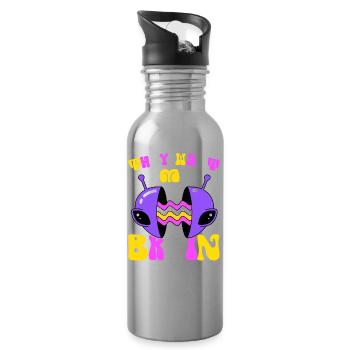 Alien, UFO, UAP, Space, Weltraum Flugobjekt - Trinkflasche mit integriertem Trinkhalm - Lightsilver - Rechts