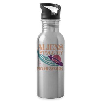Alien, UFO, UAP, Space, Weltraum Flugobjekt - Trinkflasche mit integriertem Trinkhalm - Lightsilver - Rechts