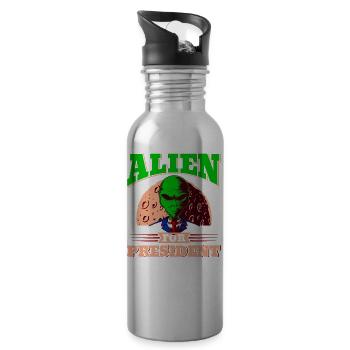 Alien, UFO, UAP, Space, Space Flying Object - Water bottle with straw - silver - Right