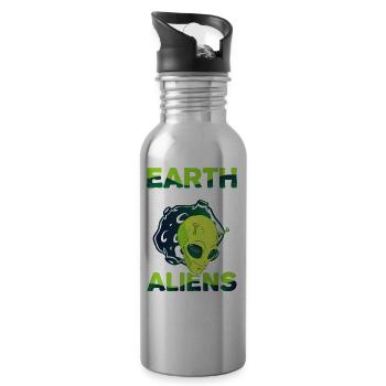 Alien, UFO, UAP, Space, Weltraum Flugobjekt - Trinkflasche mit integriertem Trinkhalm - Lightsilver - Rechts