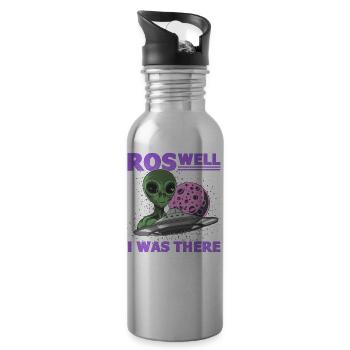 Alien, UFO, UAP, Space, Space Flying Object - Water bottle with straw - silver - Right