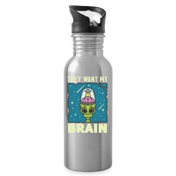 Alien, UFO, UAP, Space, Weltraum Flugobjekt - Trinkflasche mit integriertem Trinkhalm - Lightsilver - Rechts