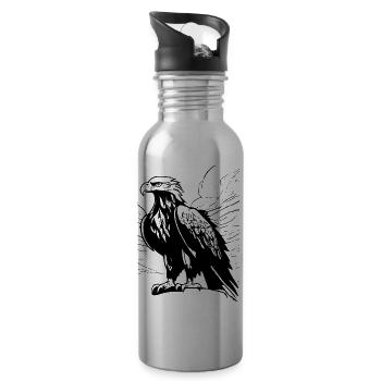 Aigle : Les ailes de la liberté - Gourde avec paille intégrée - argent clair - Droite