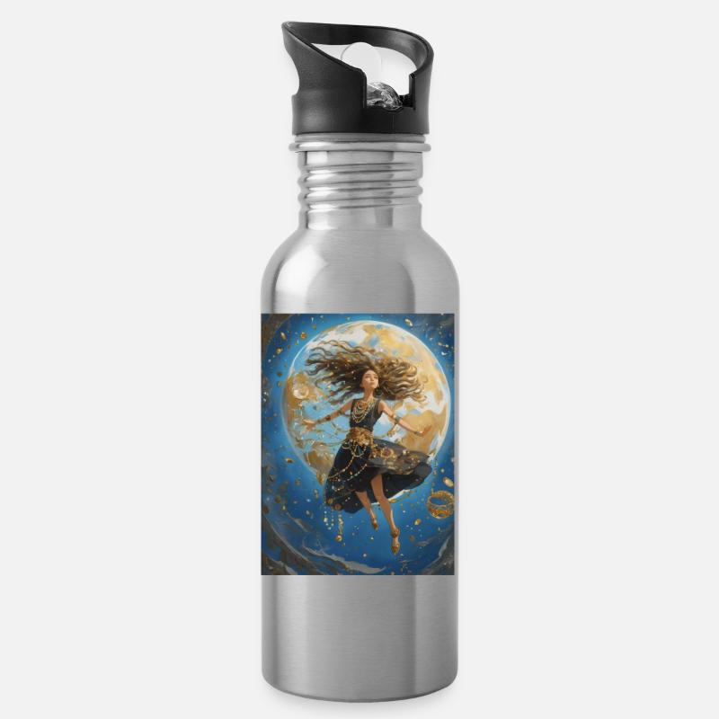 Flying Girl - Trinkflasche mit integriertem Trinkhalm - Lightsilver