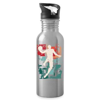 Basket-ball Basket-ball joueur Fan Vintage rétro - Gourde avec paille intégrée - argent clair - Droite
