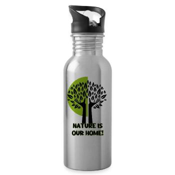 Embrace Nature with Our Eco-Friendly Tees! - Water bottle with straw - silver - Right