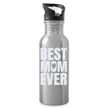 Best mom ever - Water bottle with straw - silver - Right
