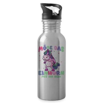 Lustiges, Fabelwesen, Dinosaurier, Lustiges - Trinkflasche mit integriertem Trinkhalm - Lightsilver - Rechts