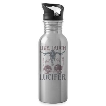 Live Love Lucifer Goth Festival Death Metal - Water bottle with straw - silver - Right