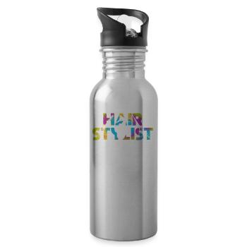 Frisörin Haarstylist Friseursalon Barber Friseurim - Trinkflasche mit integriertem Trinkhalm - Lightsilver - Rechts
